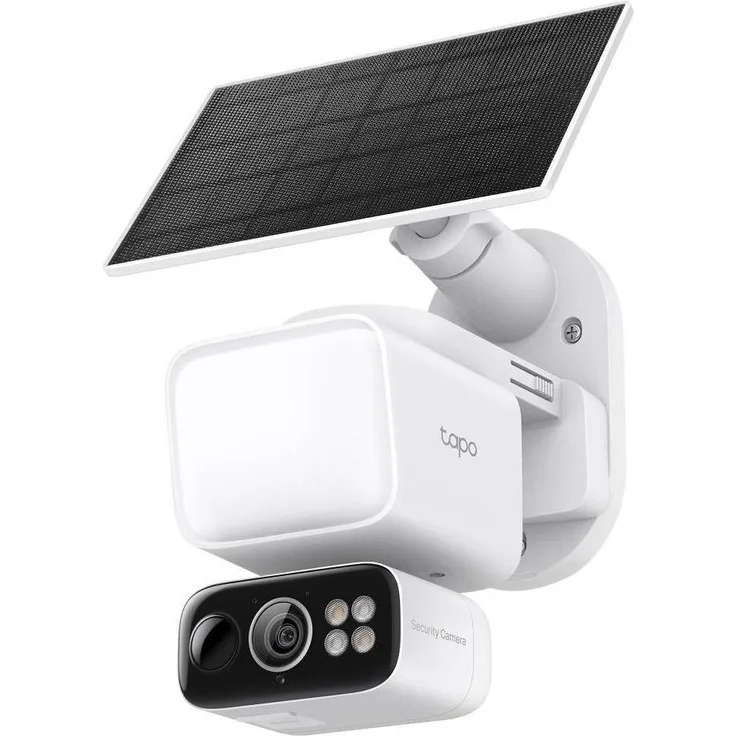 TP-Link TAPO C615F KIT, Solar Flutlicht-Schwenk-/Neige-Sicherheitskamera Set mit 2K und IP65, 800 Lumen, 360° KI-Erkennung und automatischem Tracking