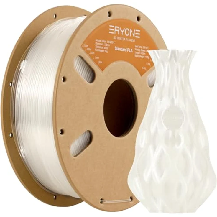 ERYONE PLA Filament 1.75 mm, Transparent, 1 kg Spule mit hoher Maßgenauigkeit +/- 0,03 mm – Bild 1