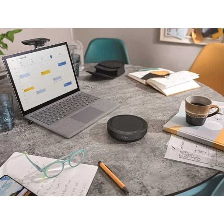 Jabra Speak2 75. Mobile Freisprecheinrichtung. Vollduplex Audio. Bis zu 32 Stunden Akkulaufzeit. Spritzwassergeschützt. 4 Mikrofone. USB-A- und -C-Ans – Bild 4