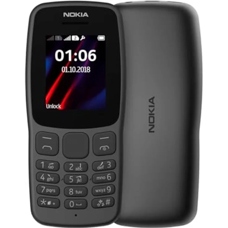 Nokia 106 (2018) 4G Schwarz Dual-SIM, LED-Taschenlampe, 1.8 Zoll Anzeige, 2000 s Lagerung – Bild 1
