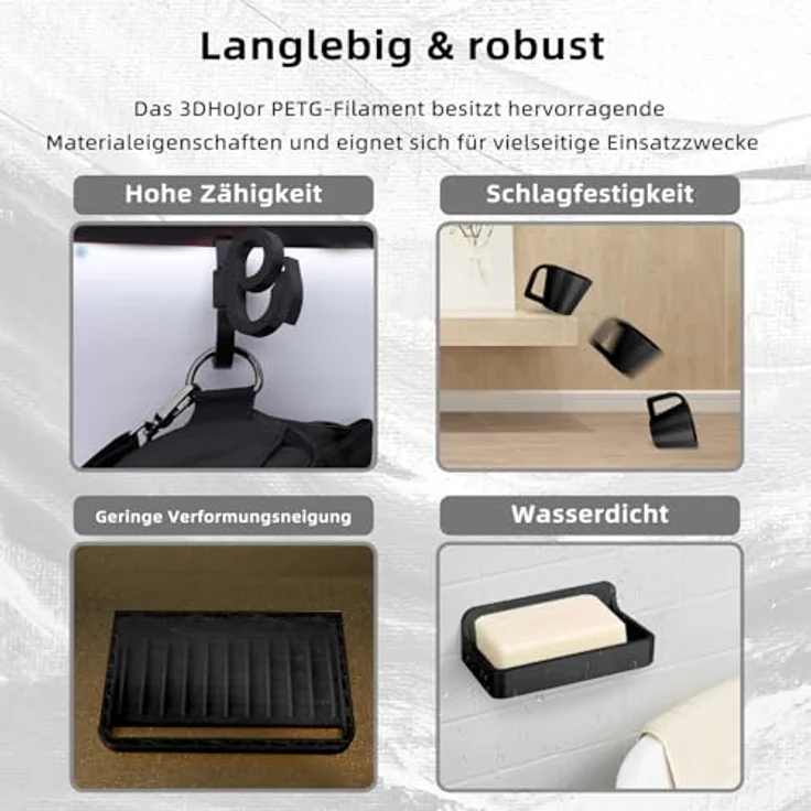 3DHoJor PETG Filament 1.75mm 4KG Schwarz und Weiß, hohe Zähigkeit, feuchtigkeitsbeständig, glänzende Oberfläche – Bild 4