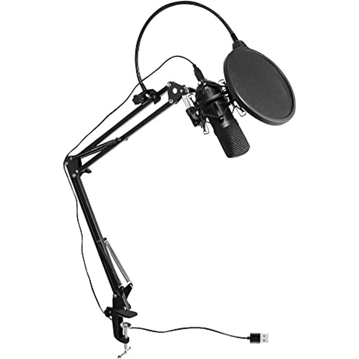 TnB Influence Mikrofon Nierencharakteristik Kondensatormikrofon Professionelle Qualität, Komplettpaket - Gelenkarm - Mütze - Popfilter - Vibrationsunterstützung, ideal für Streaming, Podcast - Schwarz – Bild 1