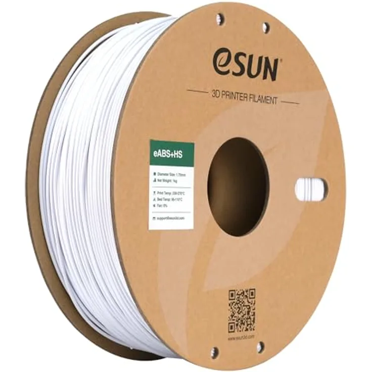 eSUN ABS+ Filament 1.75mm, modifiziertes ABS+HS Hochgeschwindigkeits 3D Drucker Filament mit Maßgenauigkeit +/- 0.03mm, 1KG Spule (2.2 LBS), kühles Weiß