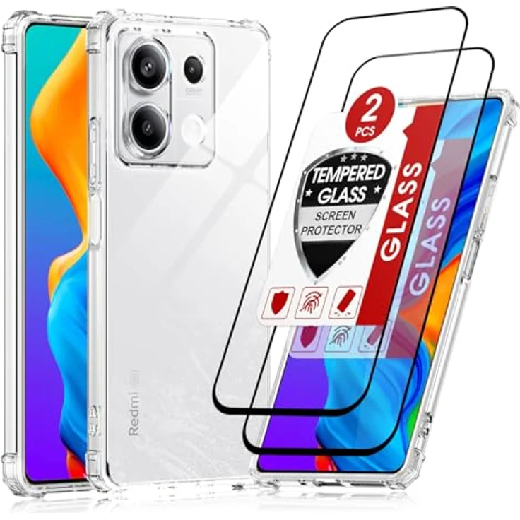 LeYi Hülle für Xiaomi Redmi Note 13 5G, Transparent TPU Silikon Handyhülle mit 2 Schutzfolien, Stoßfest und Kameraschutz – Bild 1