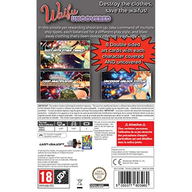 Funbox Media Waifu Uncovered, Nintendo Switch-Spiel mit 8 doppelseitigen Kunstkarten, unlockbarem uncensored Modus und kooperativem Gameplay – Bild 2
