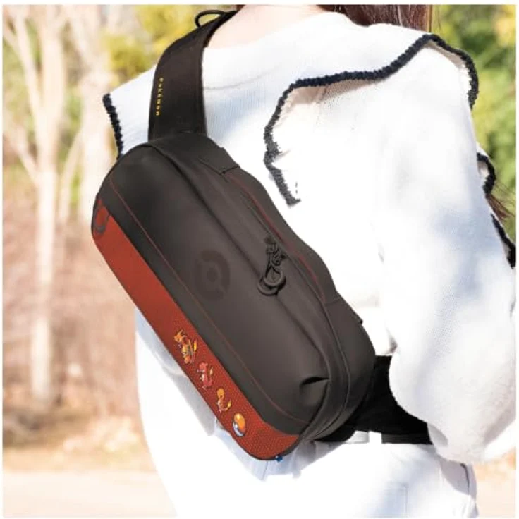 HORI Adventure Pack (Pokémon Pixel Red), Crossbody-Tasche für Nintendo Switch 2, rot mit verstellbarem Schultergurt und speziellen Aufbewahrungsfächern – Bild 8