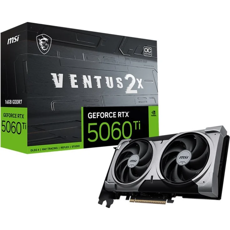 MSI GeForce RTX 5060 Ti 16G VENTUS 2X OC PLUS, Next-Gen-Grafikkarte mit 16 GB GDDR7, PCIe 5.0, 3 x DisplayPort, HDMI