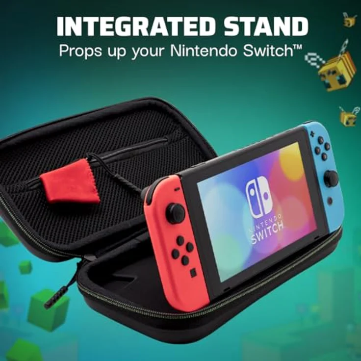PDP Travel Case Plus GLOW - Minecraft Forest Battle, 3D-leuchtendes Design für Nintendo Switch, Lite und OLED Model mit integrierter Standfunktion – Bild 3