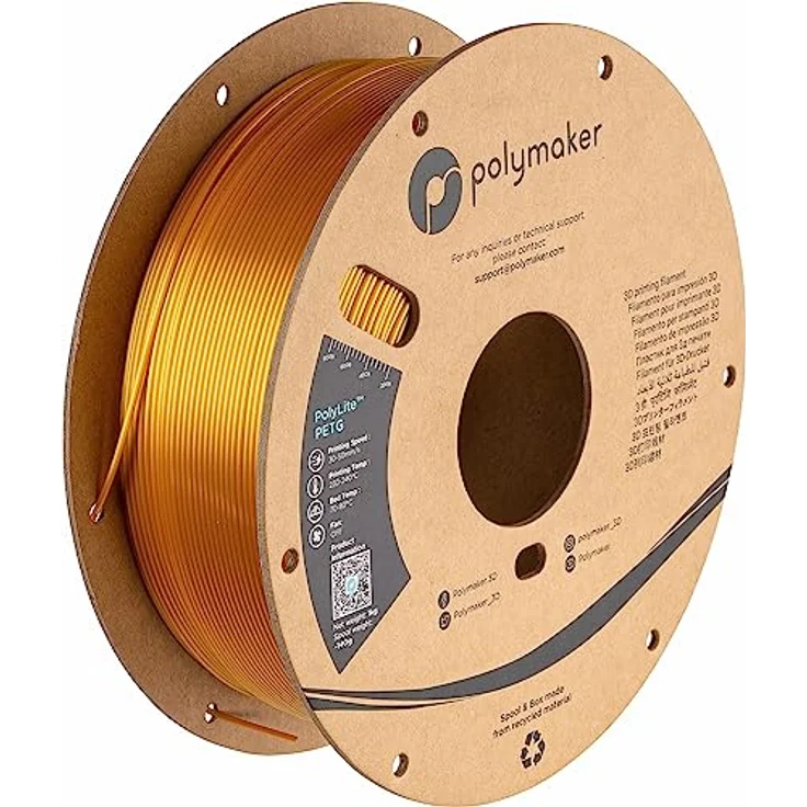 Polymaker PolyLite PETG Gold, 3D-Druckfilament, 1,75 mm, 1 kg, transparent, vielseitig einsetzbar – Bild 1