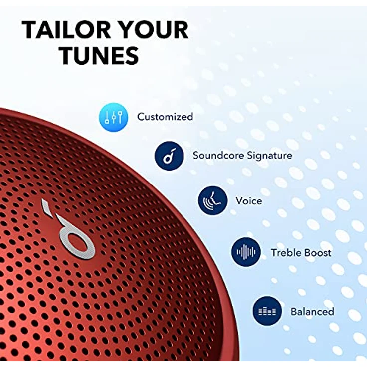 soundcore Anker Mini 3 Bluetooth-Lautsprecher mit BassUp und PartyCast Technologie, USB-C, Wasserschutz IPX7, Individueller EQ, Rot – Bild 4