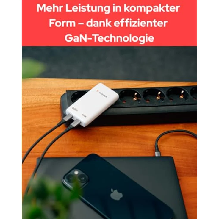 Verbatim GaN III Fold 'n' Go Charger 2 Port 65W USB-C, kompaktes USB Ladegerät in Weiss – Bild 6
