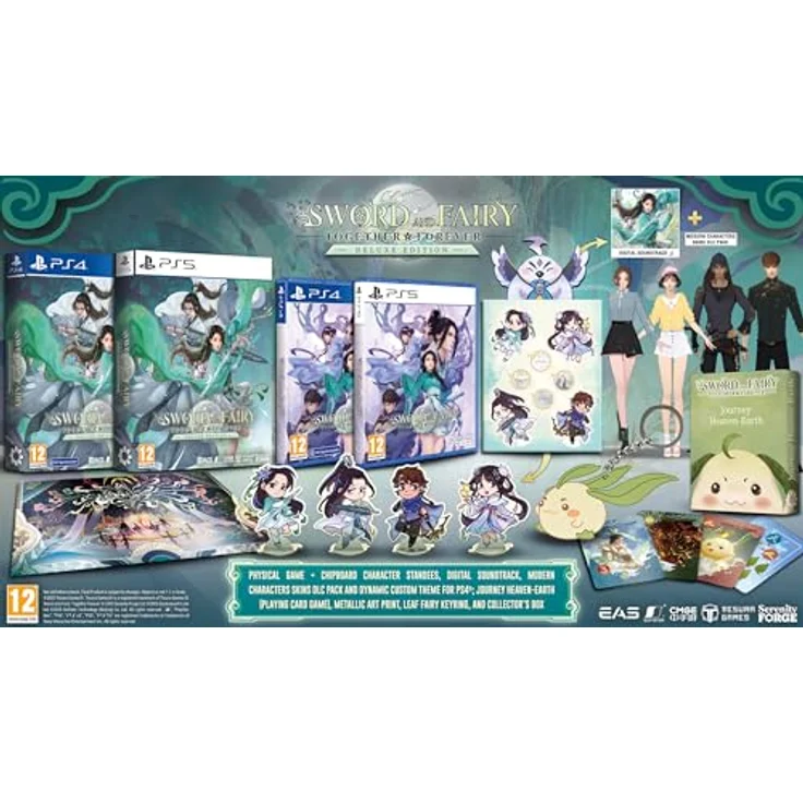 Tesura Games Sword and Fairy: Together Forever Deluxe Edition (PEGI Import), PS4/PS5 Disc, Collector’s Edition Box, Soundtrack, DLC Skin Download Card, Chipboard Character Standees, Metallic Art Print, Leaf Fairy Squishy Keyring, Heaven-Earth Playing Card Game, Real-Time Combat, 30+ Hours of Story Content. – Bild 2