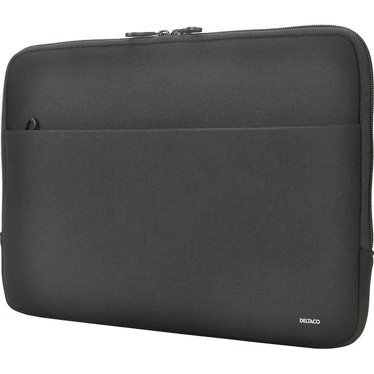 Deltaco Neoprene Laptop Sleeve 11.6-12", Wasserdichte Notebooktasche mit praktischem Frontfach, Schwarz
