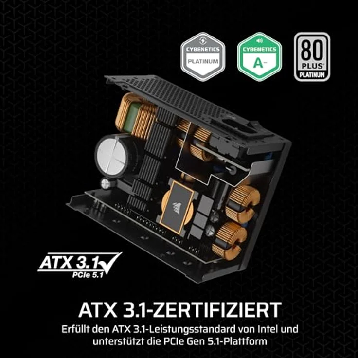 Corsair SF Series (2024) SF850 850 Watt SFX 80 PLUS Platinum Fully Modular Power Supply PC Netzteil Schwarz – Bild 3
