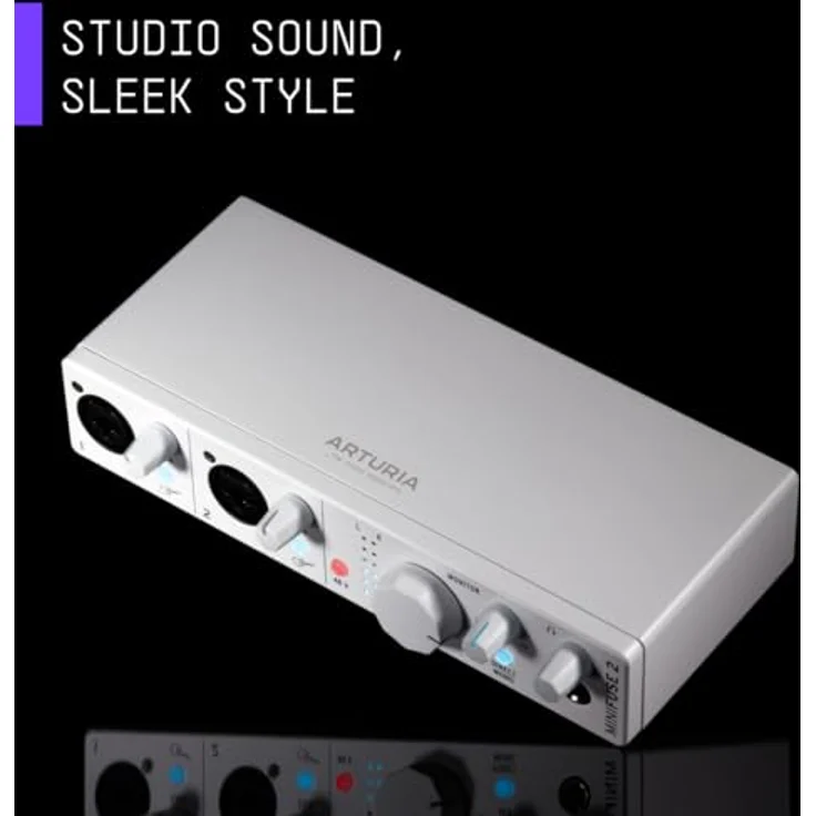 Arturia MiniFuse 2, Kompaktes USB-Audio-Interface mit 2 Eingängen und Loopback-Funktion für hochwertige Aufnahmen - Weiß – Bild 3