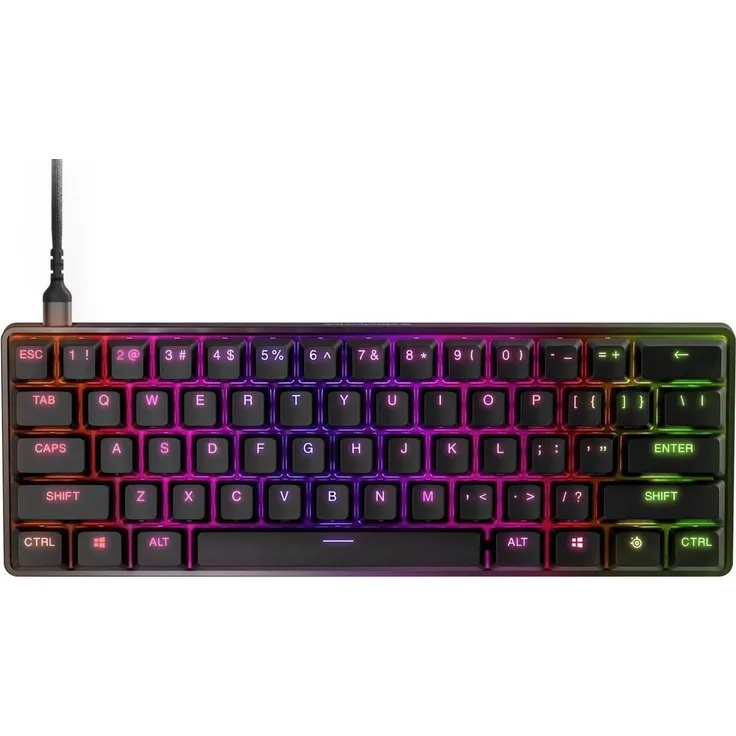 SteelSeries Apex 9 Mini, Kompakte Gaming-Tastatur mit OptiPoint-Schaltern, RGB-Beleuchtung und Aluminium-Deckplatte, Schwarz