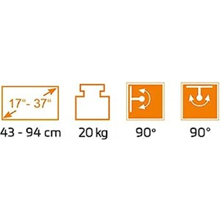 mywall HL12WL TV Wand-/-Deckenhalterung 43,2cm (17") - 94,0cm (37") zum Unterbau unter Hängeschränken Einbau in Wohnwagen Installation unter Schrägdecken Neigbar + Schwenkbar Tragkraft 20 kg – Bild 5