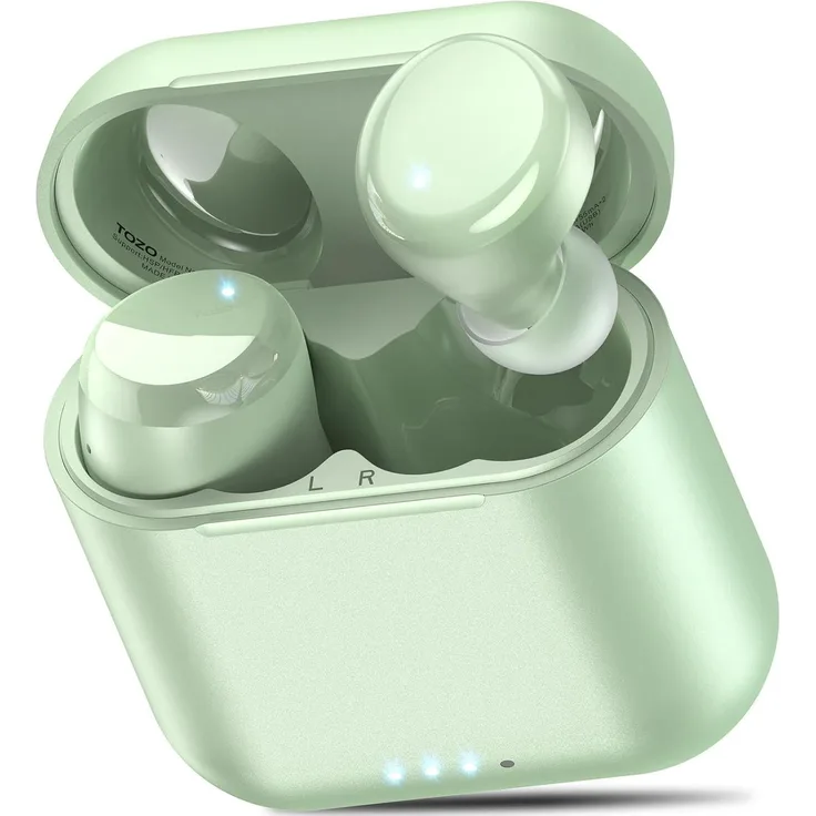 TOZO T6 True Wireless In-Ear Kopfhörer, Bluetooth 5.3, IPX8 wasserdicht, 45h Akkulaufzeit, Touch Control, Mikrofon, Schwarz