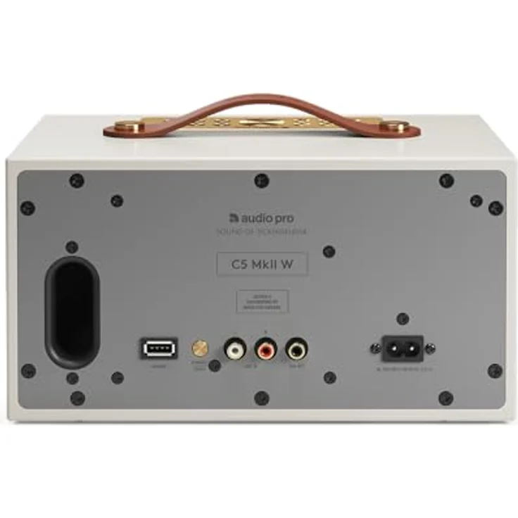 Audio Pro C5 MkII W, Streaming-Lautsprecher mit Airplay, Bluetooth, WLAN, Multiroom-System, Weiß/Braun – Bild 3