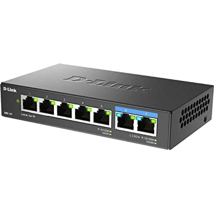 D-Link DMS-107/E Switch (7 Ports), Netzwerk Switch, Schwarz  – Bild 2