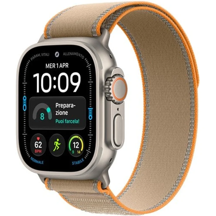 Apple Watch Ultra 4, Smartwatch mit GPS + Cellular, 49mm Titan-Gehäuse, Sand Trail Loop - S/M