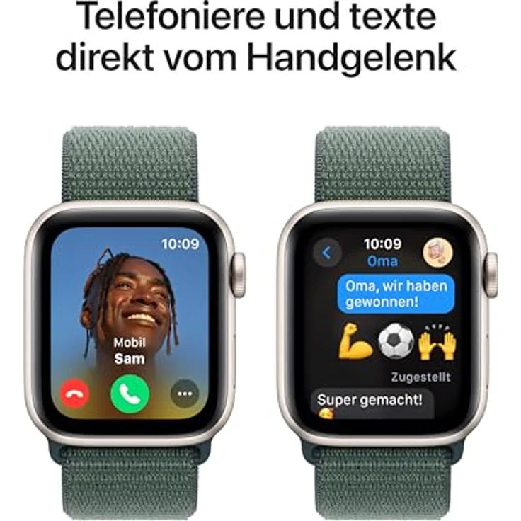 Apple Watch SE (2. Generation) GPS 40 mm Smartwatch in Polarstern mit Sport Loop in Seegrün - Fitness und Schlaftracker, Unfallerkennung, Retina Display – Bild 4