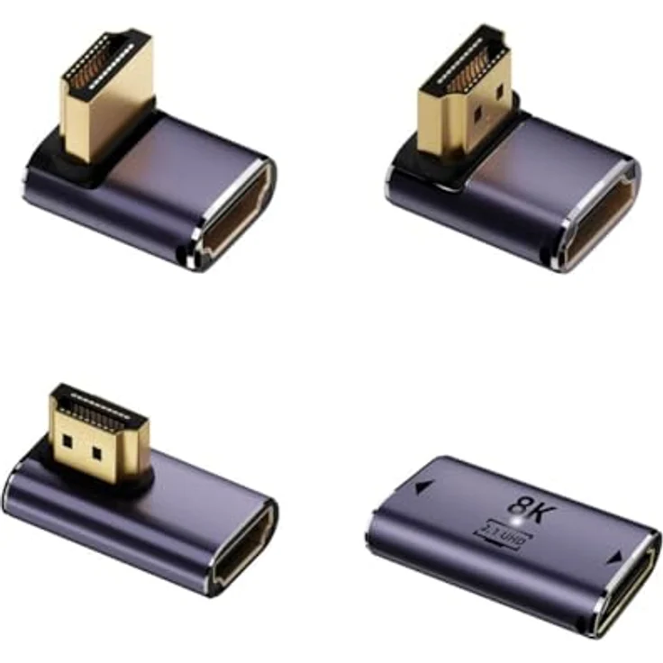4smarts HDMI 8K Adapter Set, 4 Stück mit optimalen Anschlusswinkeln für Beamers, Soundbars und wandmontierte TVs – Bild 1