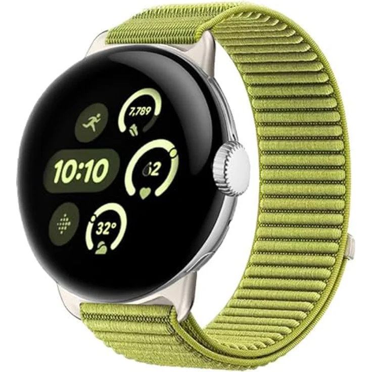 GIOPUEY Geflochtenes Nylon Armband für Google Pixel Watch 4/3/2/1 41mm, elastisch und atmungsaktiv, unisex - green – Bild 1