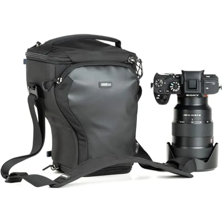 Think Tank Digital Holster Schwarz (Digital Holster 20) - Passend für Standard- oder Griff-Kameragehäuse, große Fronttasche für Zubehör, "Pop Down"-Funktion, für Think Tank Gürtel und Rucksäcke geeignet, Zubehörtasche für Speicherkarten.