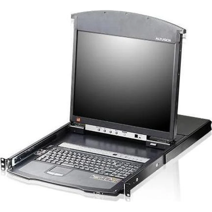 Aten KL1508AiM CH KVM over IP Switch, 8-Port, 17"-LCD, Dual-Rail, CH-Layout, Schwarz