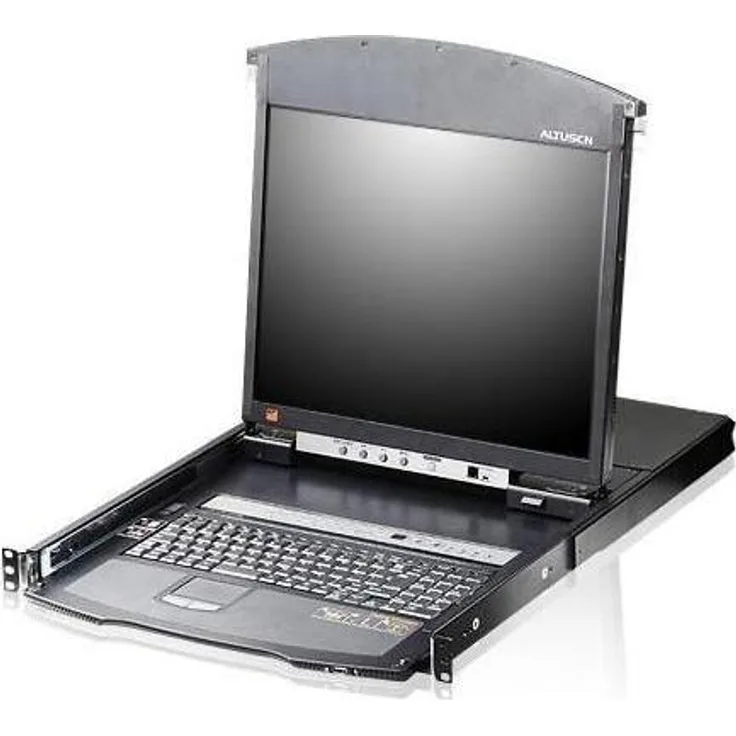 Aten KL1508AiM CH KVM over IP Switch, 8-Port, 17"-LCD, Dual-Rail, CH-Layout, Schwarz