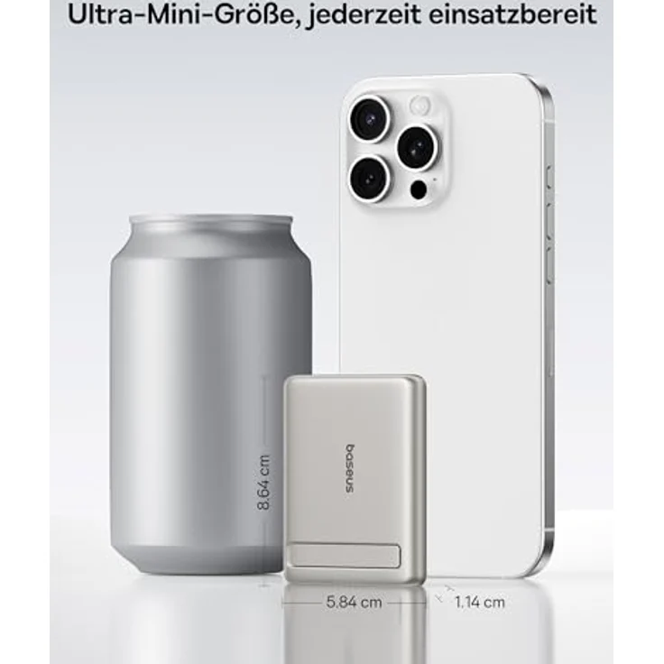 Baseus Mini MagSafe Powerbank 5000mAh, Qi2-zertifiziert mit klappbarem Ständer, PD 20W, USB-C, Wireless, kompatibel mit iPhone 17/16/15/14/13/12/Pro Max, Titan – Bild 4