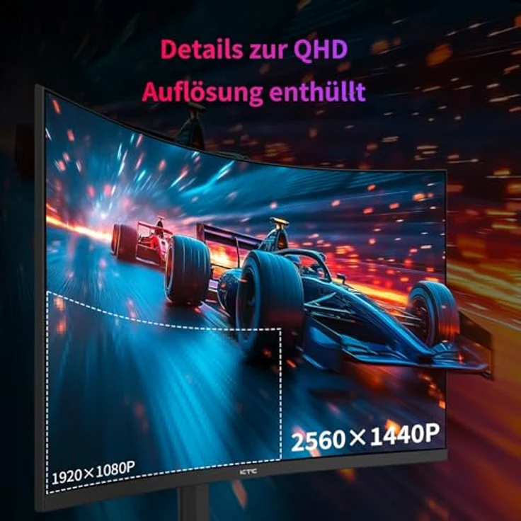 KTC 32 Zoll Curved 1000R Gaming Monitor, 2K WQHD (2560x1440p), 240Hz, 1ms, FreeSync/G-Sync, 4000:1 Kontrast, 2x DP 1.4, 2x HDMI 2.0, VESA Unterstützung – Bild 3