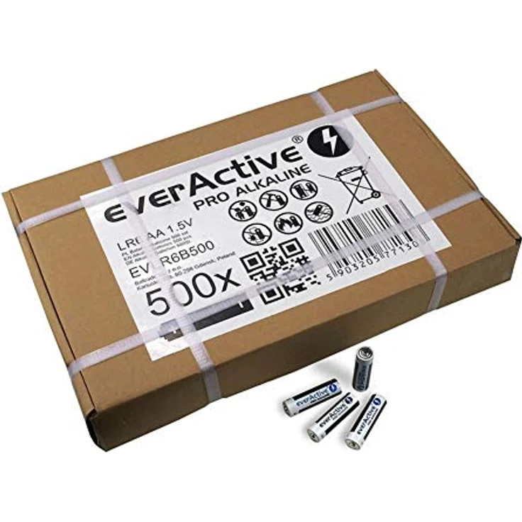 everActive AA Batterien 500er Pack, Pro Alkaline, Mignon LR6 R6 1.5V, höchster Leistung, 10 Jahre Haltbarkeit, 500 Stück – Bild 2