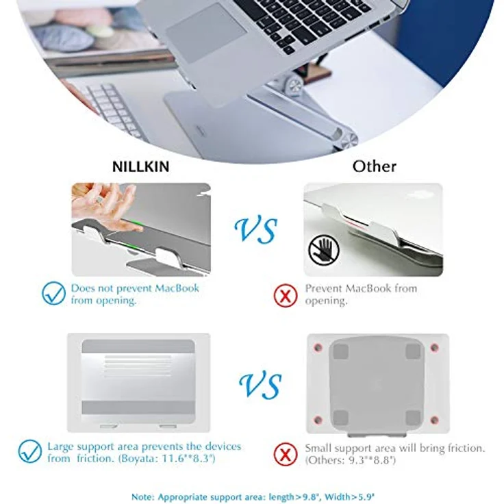 Nillkin Laptop-Ständer, verstellbare Aluminium-Tischhalterung für MacBook und andere Notebooks, ergonomisches Design, Silikon-Pads, schwarz – Bild 4