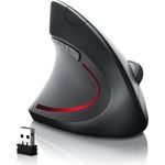 CSL ergonomische Maus (Funk, optische Funk Linkshänder Vertikal Mouse, gegen Mausarm/Tennisarm) - Schwarz (matt)
