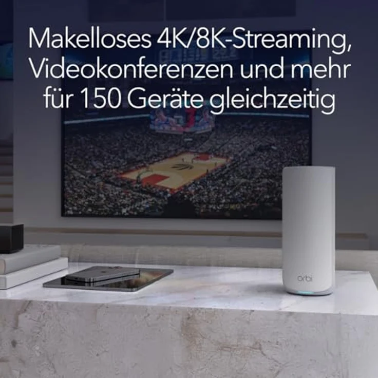 Netgear Orbi 870 Tri-Band WiFi 7-Mesh-Netzwerksystem (RBE873) Router mit 2 Satelliten – Abdeckung von bis zu 600 m², für 150 Geräte – 10-Gig-Internetanschluss, max 21 GBit/s, Weiss – Bild 4