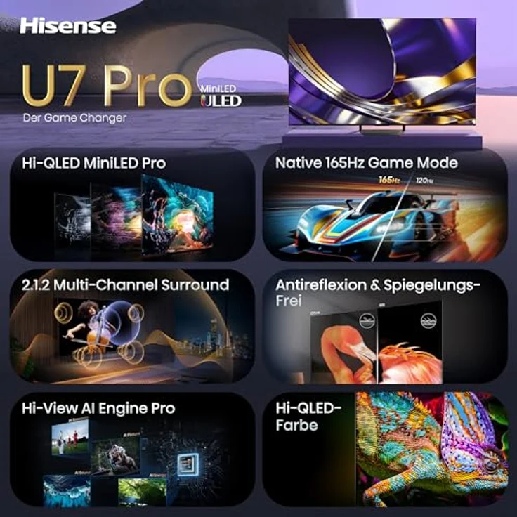 HISENSE 65U7DS PRO MiniLED 4K TV, 65 Zoll / 164 cm, UHD 4K, SMART TV, Native Game Mode, Dolby Atmos, VIDAA Smart OS – Bild 3