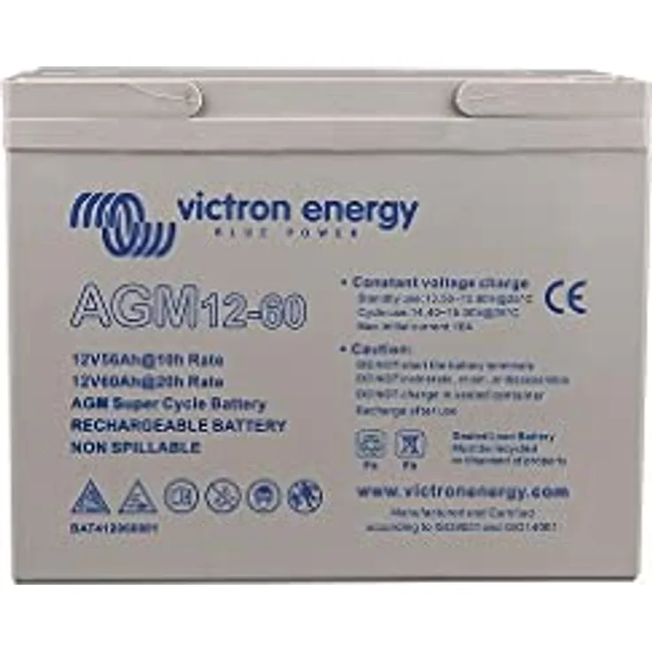 Victron Energy AGM 12V 60Ah Deep-Cycle Batterie, transparente Ausführung mit Hochstromentladungseignung