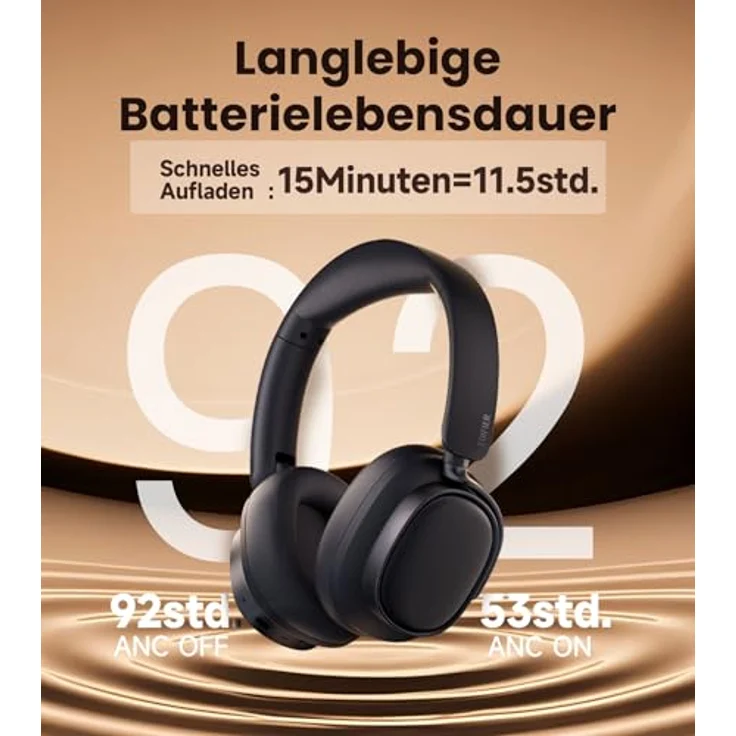 Edifier ES850NB, Kabellose Over-Ear-Kopfhörer mit Hybrid ANC, Hi-Res Audio Wireless, 92h Spielzeit, Bluetooth 5.4, KI-Geräuschunterdrückung, faltbar – Schwarz – Bild 4
