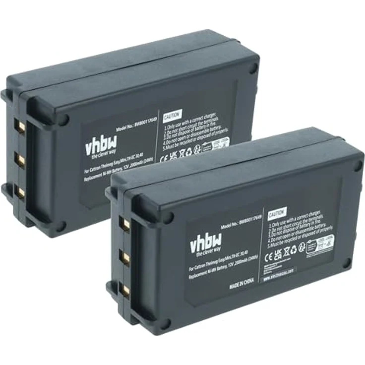 vhbw 2X Akku für Cattron Theimeg BT923-00075, 2000 mAh, 12 V NiMH, wiederaufladbar, schwarz – Bild 1