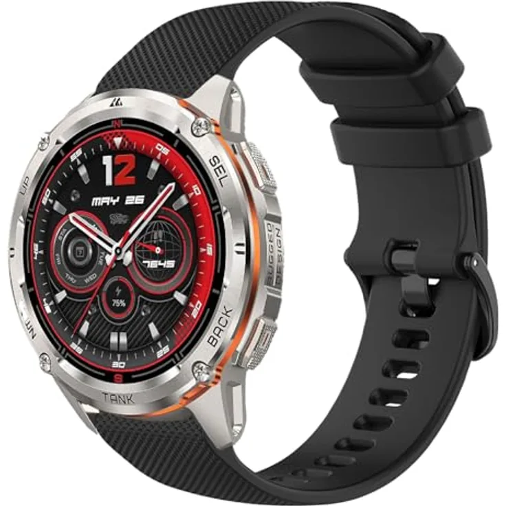 GIOPUEY Armband für KOSPET TANK T3 ULTRA 2, 22mm weiches Silikon, verschleißfest und atmungsaktiv - Schwarz