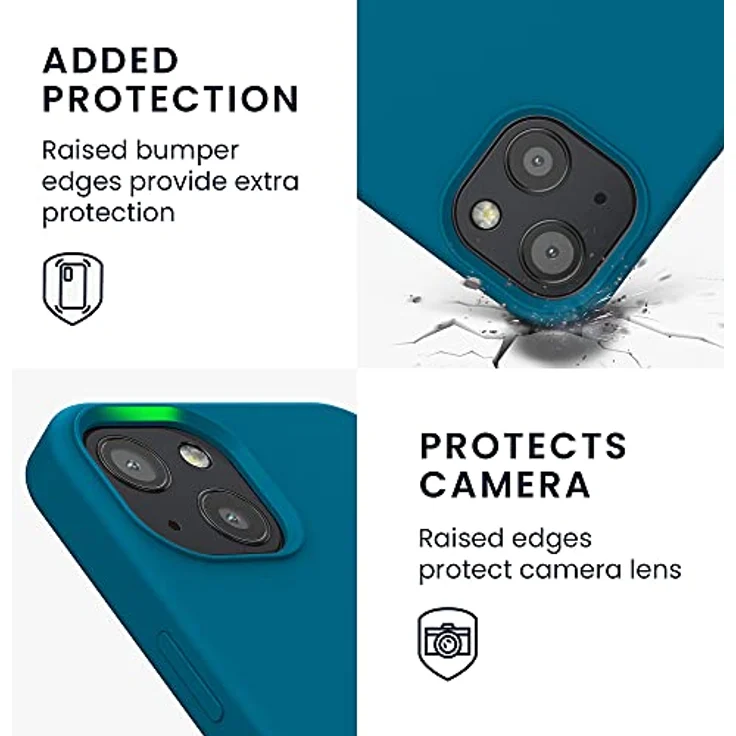 kwmobile iPhone 13 Hülle, Silikon Case in Karibikblau, flexibel und rutschfest, kompatibel mit kabellosen Laden – Bild 3