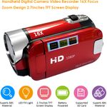 andoer Digitalkamera Videorecorder, 16X F-ocus Zoom, 2,7 Zoll TFT-Bildschirm, unterstützte SD-Karte, rot