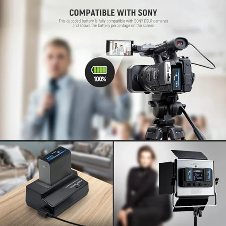NEEWER NP-F970 7800mAh Wiederaufladbarer Kameraakku, 20W Typ C PD Schnellladung, Kompatibel mit Sony FX3/FX30/A7, Canon R5, Nikon Z8, 2er Pack – Bild 5