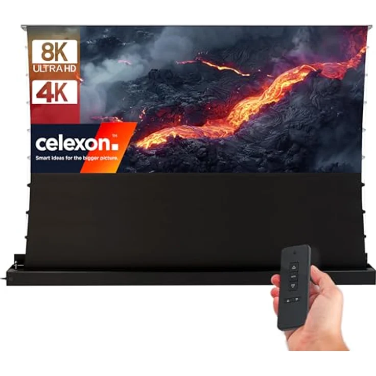 celexon UST Hochkontrast Bodenscheren Leinwand HomeCinema Plus, 95" 21:9, elektrisch rollbar, schwarz – Bild 1