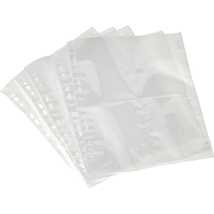 VELOFLEX Fotoalbum VeloflexFotohüllen, 5er Pack für 10x15 cm Fotos, glasklar, seitlicher Heftrand, Euro-Lochung – Bild 1