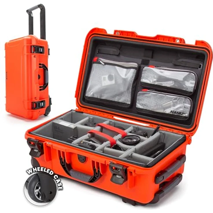 Nanuk 935 Hartschalenkoffer mit Rädern, wasserdicht, Gepolsterte Trennwand mit Deckel, Orange, 935 – Bild 2