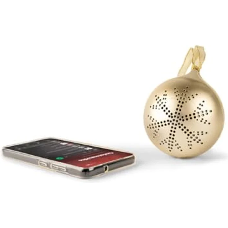 Bigben EPOK Leuchtende Weihnachtskugel, Bluetooth portabler Lautsprecher mit Lichteffekten, gold, 10 W Musikleistung – Bild 2