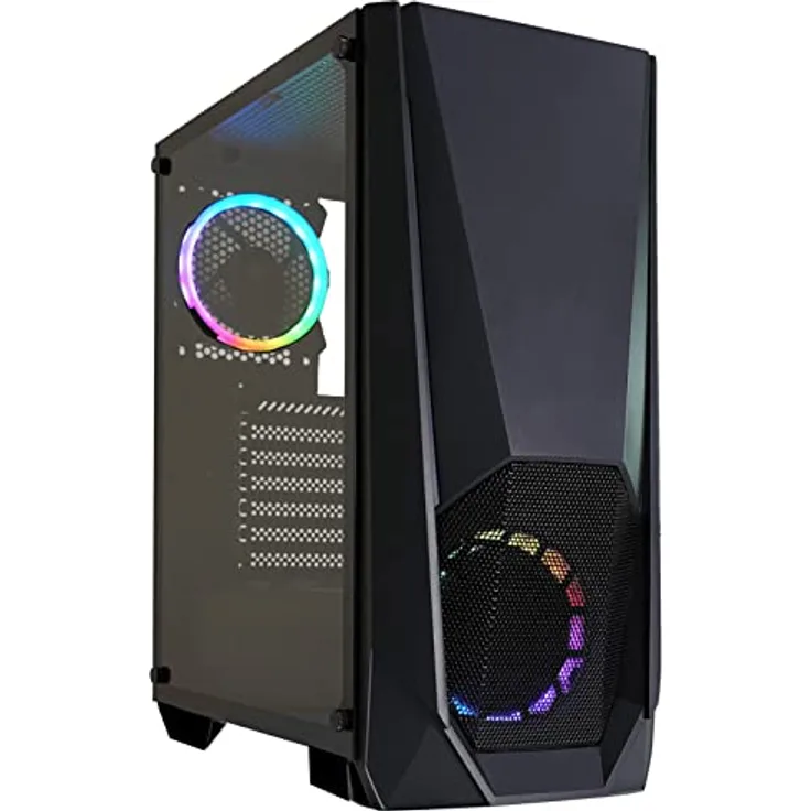 Xilence Xilent Blast X505.ARGB Gaming PC Gehäuse, 2X 120mm ARGB PWM Lüfter, ATX Midi Tower, schwarz